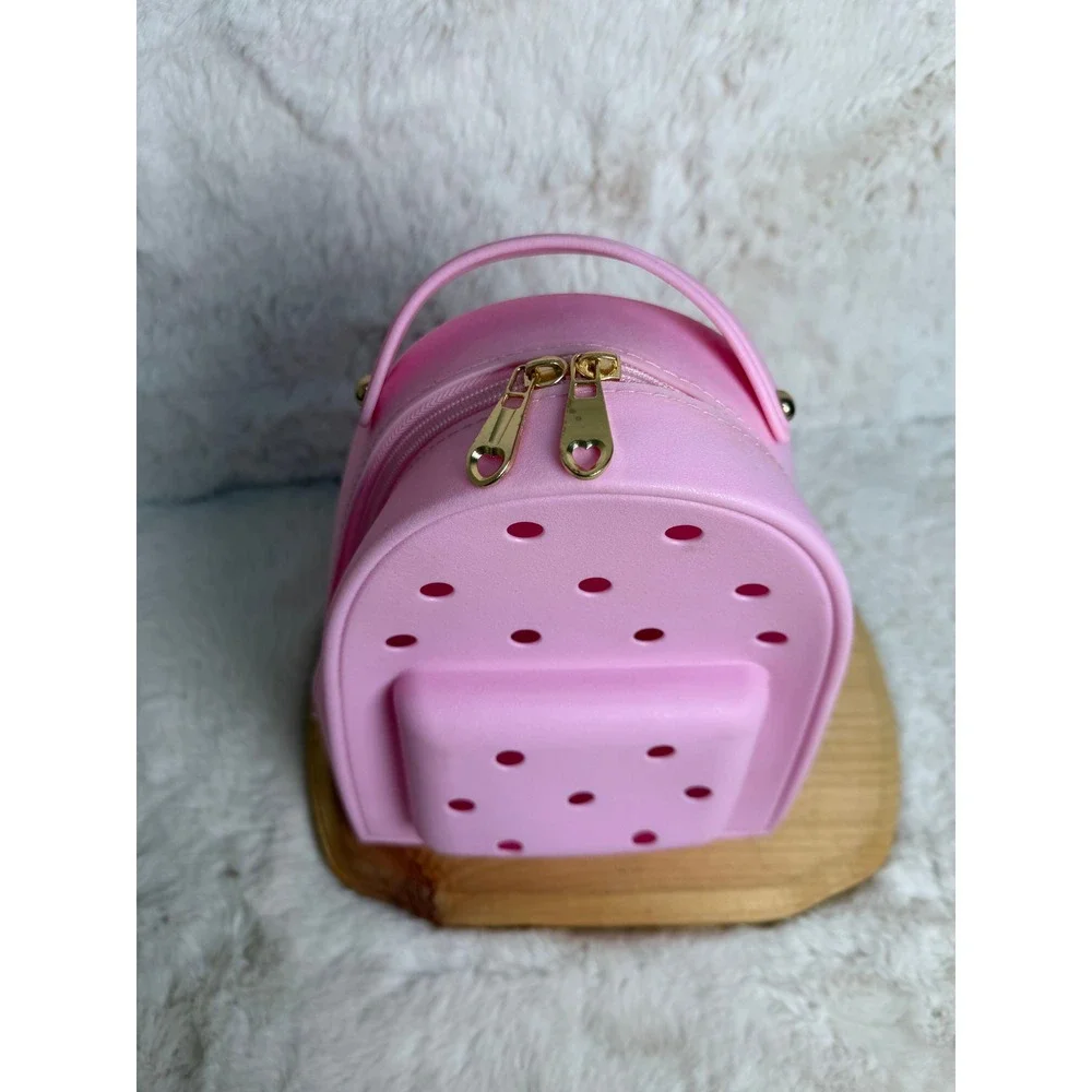 Pink Rubber Mini Backpack Perforated EVA Water Resistant Beach Bag Pink